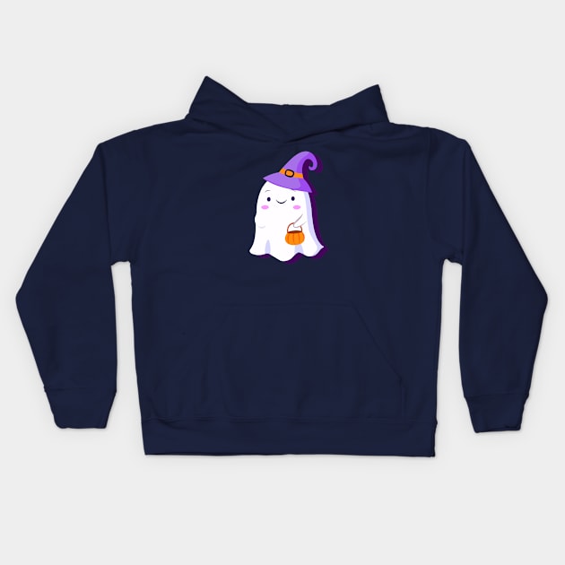 kawaii halloween ghost Kids Hoodie by Fade-the-red